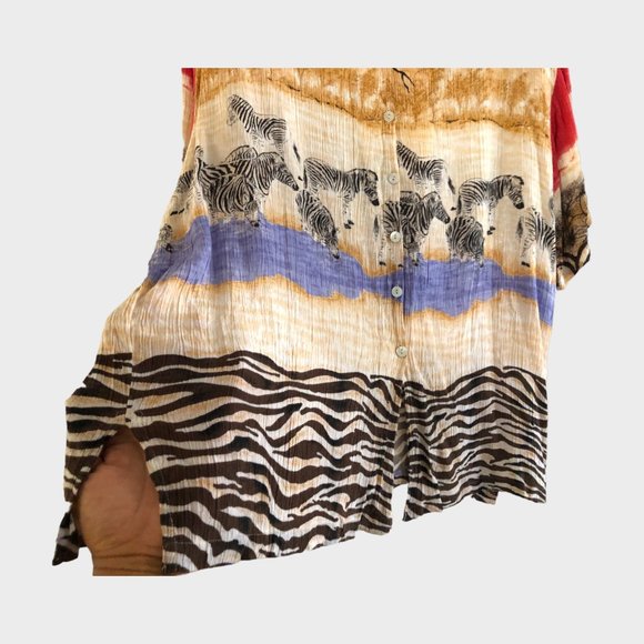 Casual Studio 90s Vintage Savannah Zebra Blouse size XL - Picture 6 of 8